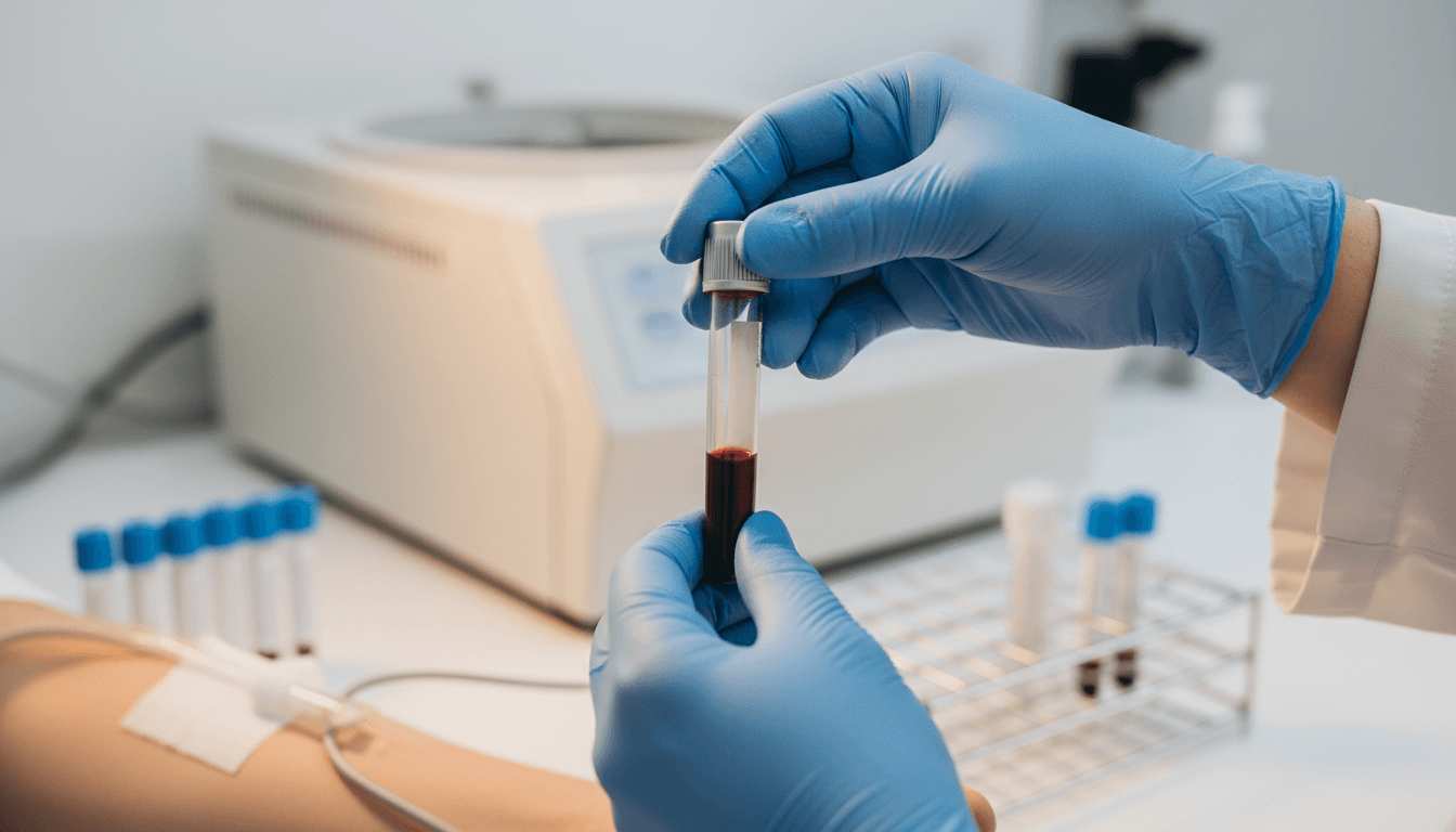 Healthcare professional collecting a specimen with precision and care in a clinical setting